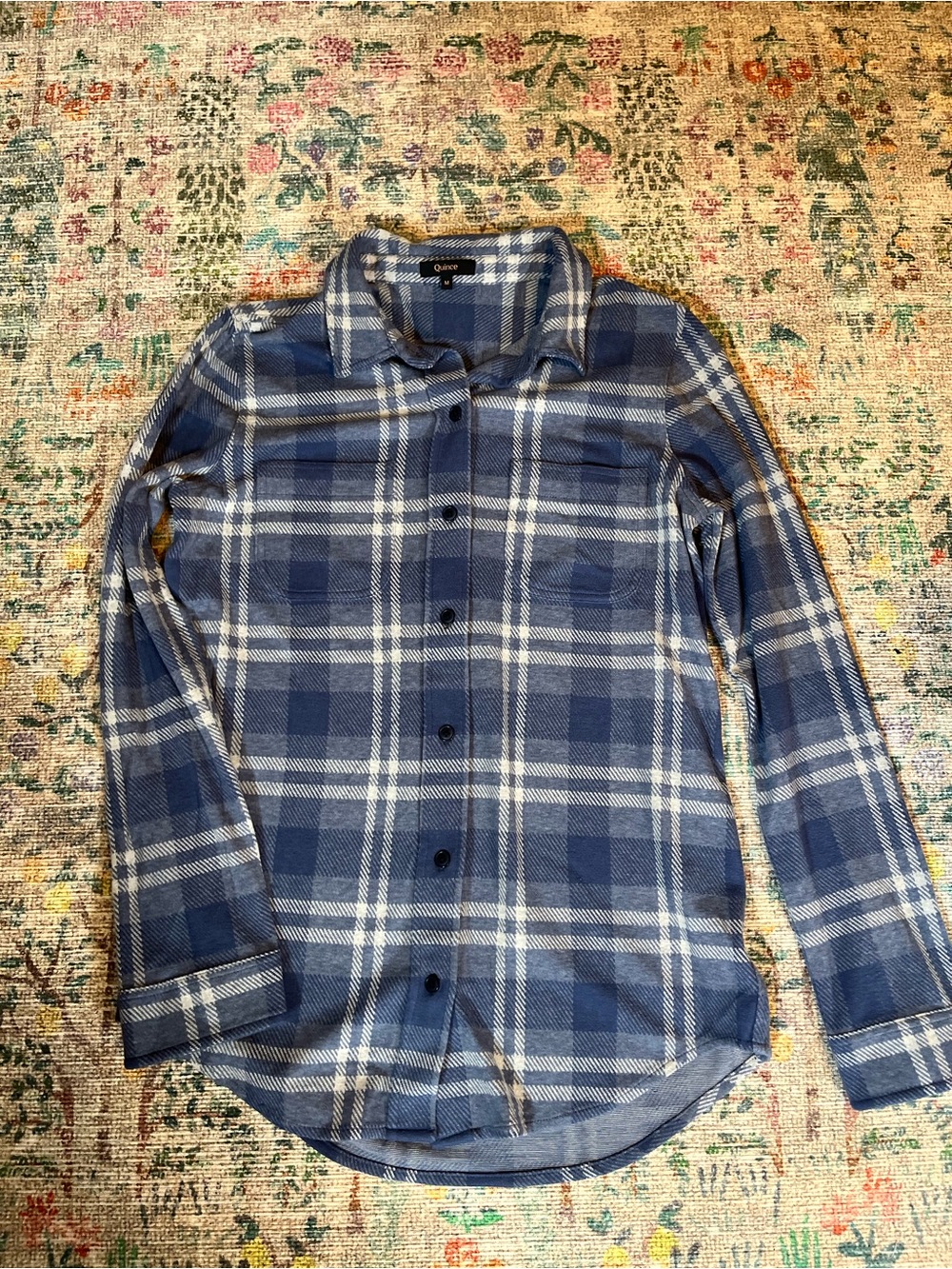 Quince Blue Plaid Button-Down Women’s Shirt